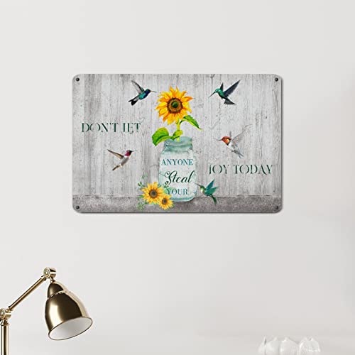 Metallschild mit Aufschrift "Don't Let Anyone Steal Your Joy Today", Sonnenblume, Kolibri, inspirierendes Zitat, Sprüche, Metall-Blechschild, 20,3 x 30,5 cm, Vintage-Stil, Landhaus-Wandschild, Poster von hyxxiqin0e