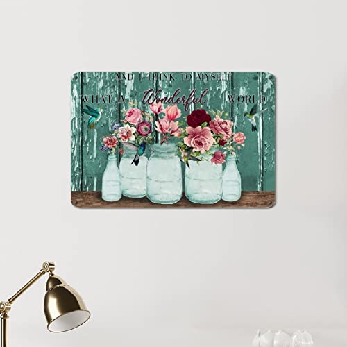 Metallschild mit Aufschrift "What A Wonderful World", Blume, Kolibri, inspirierter Familienspruch, Metall-Blechschild, 20,3 x 30,5 cm, Vintage-Stil, Landhaus-Eisengemälde für Menschen, Höhle Metallschild mit Aufschrift "What A Wonderful World", Blume, Kolibri, inspirierter Familienspruch, Metall-Blechschild, 20,3 x 30,5 cm, Vintage-Stil, Landhaus-Eisengemälde für Menschen, Höhle von hyxxiqin0e