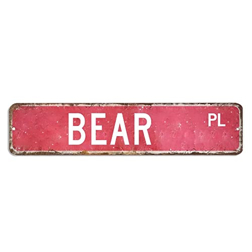 Metallschild mit Bärenmotiv, 10,2 x 45,7 cm, personalisierbar, rostfreies Metallblech, rustikales Poster, Plakette für Kneipe, Club, Küche, Männerhöhle, Küche von hyxxiqin0e