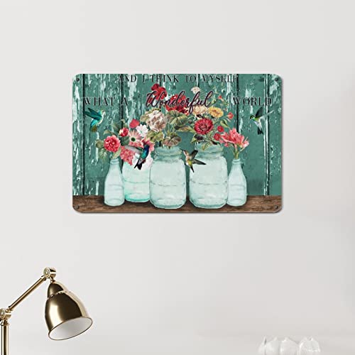 Metallschild mit Blumen-Kolibri-Motiv, Aufschrift "What A Wonderful World", 20,3 x 30,5 cm, rustikal, schick, Wanddekoration für Zuhause, Straßentor, Bars, Restaurants Metallschild mit Blumen-Kolibri-Motiv, Aufschrift "What A Wonderful World", 20,3 x 30,5 cm, rustikal, schick, Wanddekoration für Zuhause, Straßentor, Bars, Restaurants von hyxxiqin0e