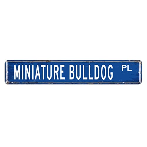 Miniatur-Bulldogge Straßenschild Hunde und Welpen Blechschild 7,6 x 45,7 cm individuelles rostfreies Metall-Blechschild Landhaus-Metall-Wanddekoration für Zuhause und Küche, Bar, Café, Garage Miniatur-Bulldogge Straßenschild Hunde und Welpen Blechschild 7,6 x 45,7 cm individuelles rostfreies Metall-Blechschild Landhaus-Metall-Wanddekoration für Zuhause und Küche, Bar, Café, Garage von hyxxiqin0e