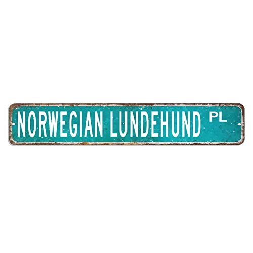 Norwegischer Lundehund Straßenschild Wildlife Crossing Blechschild 7,6 x 45,7 cm personalisiertes, lichtbeständiges Metall-Blechschild inspiriertes Poster für Zuhause, Küche, Badezimmer, Garage von hyxxiqin0e