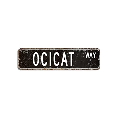 Ocicat Straßenschild, Tierwarn-Blechschild, 7,6 x 30,5 cm, benutzerdefiniertes, lichtbeständiges Aluminiumschild, Vintage-Wanddekoration für Wohnzimmer, Esszimmer, Schlafzimmer Ocicat Straßenschild, Tierwarn-Blechschild, 7,6 x 30,5 cm, benutzerdefiniertes, lichtbeständiges Aluminiumschild, Vintage-Wanddekoration für Wohnzimmer, Esszimmer, Schlafzimmer von hyxxiqin0e
