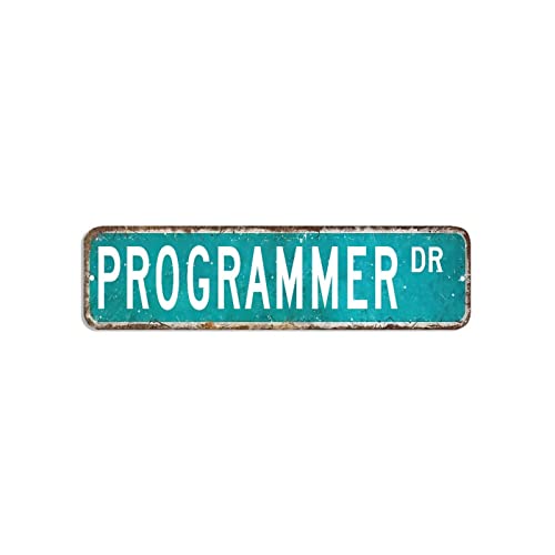 Programmierer, Straßenschild, Programmierer, Dekor, Beruf, Metallschild, 7,6 x 30,5 cm, personalisierbar, langlebiges Metallblech, modernes Poster, Dekoration für Restaurant, Bar, Pub, Geschäft von hyxxiqin0e