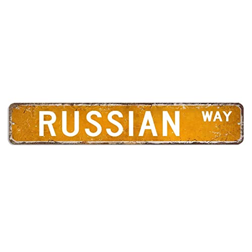 Russisches Straßenschild Jagd Angeln Tier Blechschild 7,6 x 45,7 cm personalisiertes, rostfreies Metall-Blechschild inspiriertes Wandschild Dekor für Zuhause, Küche, Badezimmer, Garage von hyxxiqin0e