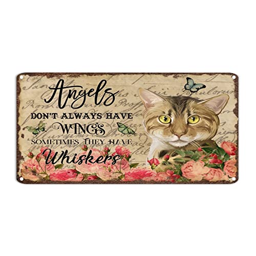 Rustikales Metallschild mit Katzenmotiv, englische Aufschrift "Angels Don't Always Have Wings Somethings They Have Whiskers", Haustier, Tier, 15,2 x 30,5 cm, rostfreies Plakette, Blechschild für Rustikales Metallschild mit Katzenmotiv, englische Aufschrift "Angels Don't Always Have Wings Somethings They Have Whiskers", Haustier, Tier, 15,2 x 30,5 cm, rostfreies Plakette, Blechschild für von hyxxiqin0e