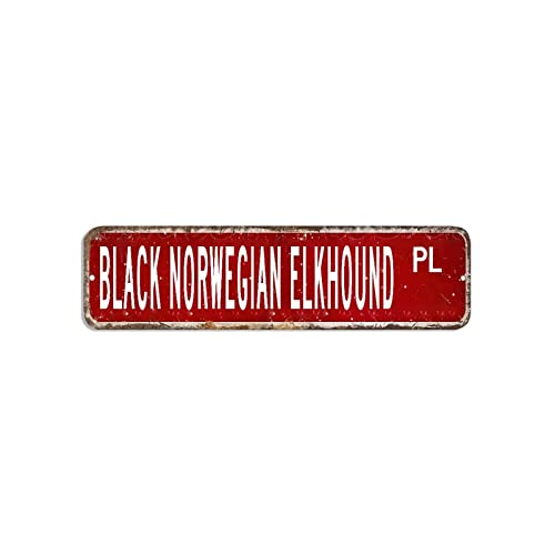 Schwarzes norwegisches Elchhund-Straßenschild, Dschungeltiere, Metallschild, 7,6 x 30,5 cm, winddicht, modernes Metallschild für Straße, Zuhause, Bar, Club, Küche Schwarzes norwegisches Elchhund-Straßenschild, Dschungeltiere, Metallschild, 7,6 x 30,5 cm, winddicht, modernes Metallschild für Straße, Zuhause, Bar, Club, Küche von hyxxiqin0e