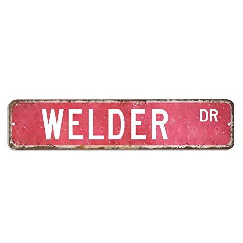 Schweißer-Straßenschild, Geschenk für Schweißerberuf, Blechschild, 10,2 x 45,7 cm, winddicht, schickes Poster, Dekoration für Garage, Bar, Kino, Garten, Straße von hyxxiqin0e