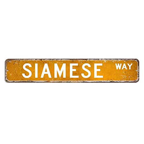 Siamesisches Straßenschild, Bauernhoftier, Metallschild, 7,6 x 45,7 cm, personalisierbar, wetterfest, Aluminiumschild, lustiges Wandschild, Poster für Straße, Küche, Bar, Pub, Männerhöhle von hyxxiqin0e