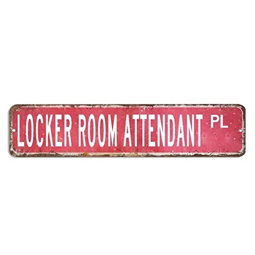 Spind Room Attendant Straßenschild Spind Room Attendant Lover Geschenk Beruf Aluminiumschild 10,2 x 45,7 cm personalisiertes, langlebiges Blechschild Nostalgisches Metallschild für Zuhause, Büro von hyxxiqin0e