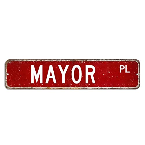 Straßenschild Bürgermeister Geschenk Beruf Aluminiumschild 10,2 x 45,7 cm personalisiertes, rostfreies Schild Blechschild Retro-Stil Wandposter Dekor für Zuhause, Bar, Pub, Küche, Garage Straßenschild Bürgermeister Geschenk Beruf Aluminiumschild 10,2 x 45,7 cm personalisiertes, rostfreies Schild Blechschild Retro-Stil Wandposter Dekor für Zuhause, Bar, Pub, Küche, Garage von hyxxiqin0e