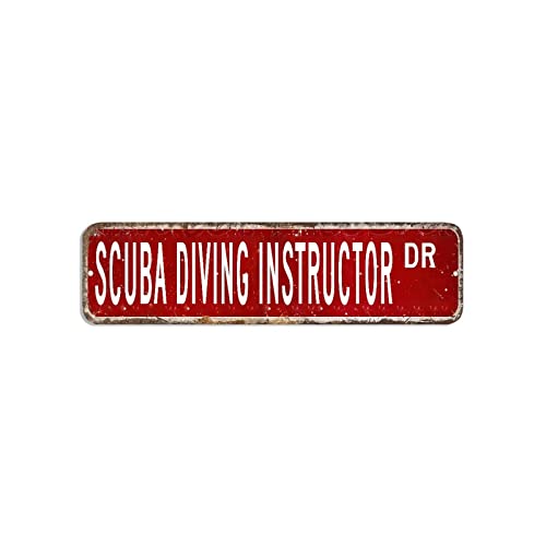 Straßenschild für Tauchlehrer, Tauchlehrer, Liebhaber, Geschenk, Beruf, Aluminiumschild, 7,6 x 30,5 cm, personalisiertes, winddichtes Aluminiumschild, nostalgisches Wandschild, Poster für Garage von hyxxiqin0e