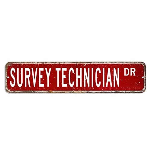 Straßenschild mit Aufschrift "Survey Technician", Geschenk für Vermessungstechniker, Beruf, Blechschild, 10,2 x 45,7 cm, personalisiertes, langlebiges Aluminium-Metallschild, antikes Poster, Plakette von hyxxiqin0e