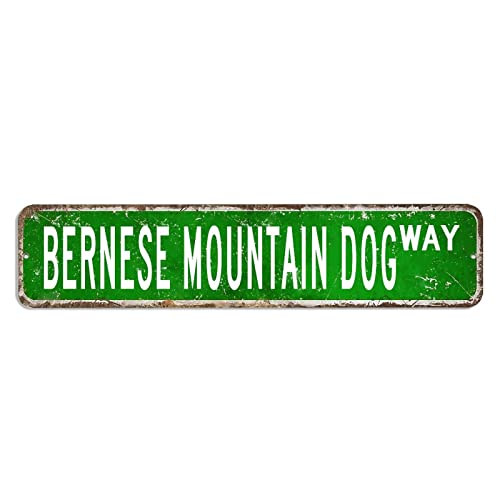 Straßenschild mit Berner Sennenhund, Hundebesitzer, Geschenk, Metallschild, 10,2 x 45,7 cm, personalisierbar, rostfreies Metall, Wandkunst, modernes Wandposter, Dekoration für Zuhause, Kneipe, Bar von hyxxiqin0e