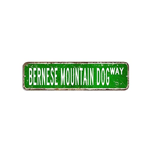 Straßenschild mit Berner Sennenhund, Welpengeschenk, Blechschild, 7,6 x 30,5 cm, benutzerdefiniertes, lichtbeständiges Metall-Blechschild, antikes Poster, Plakette für Zuhause, Wohnzimmer, Küche von hyxxiqin0e