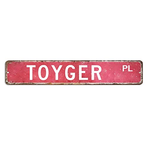 Toyger Straßenschild, Dschungeltiere, Metallschild, 7,6 x 45,7 cm, einfach zu montieren, Aluminiumschild, Vintage-Poster, Kunstdesign für Zuhause, Wohnheim, Fitnessstudio, Straße, Pubs, Club von hyxxiqin0e