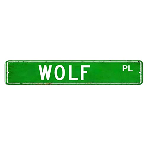 Wolf-Straßenschild Tier-Warnschild 7,6 x 45,7 cm, rostfreies Aluminiumschild, Vintage-Plakette, Blechschild für Bar, Café, Geschäft, Zuhause, Garage Wolf-Straßenschild Tier-Warnschild 7,6 x 45,7 cm, rostfreies Aluminiumschild, Vintage-Plakette, Blechschild für Bar, Café, Geschäft, Zuhause, Garage von hyxxiqin0e