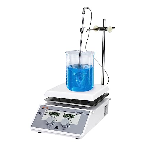 hzexun Labor Magnetrührer Heizplatte 0~1500rpm 350°C Magnetmischer Mixer Heizung Kontrolle Digitalanzeige Rührart mit Sensor von hzexun