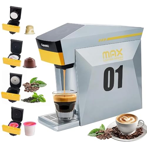 i Cafilas 4 in 1 Einmal-Kaffeemaschine, Elektrische Kaffeemaschine coffee Max Kaffeebrüher für gemahlenen kompatibel mit gemahlenem Kaffee & NS-Kapsel 1400W, 800 ml 19 Bar von i Cafilas