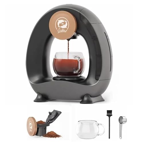 i Cafilas Elektrische Kaffeemaschine Mini Kaffeebrüher für gemahlenen Kaffee,Americano 2-in-1 Mini One Cup Kaffeebrauer/Teebereiter, 120-240 ml (Schwarz) von i Cafilas