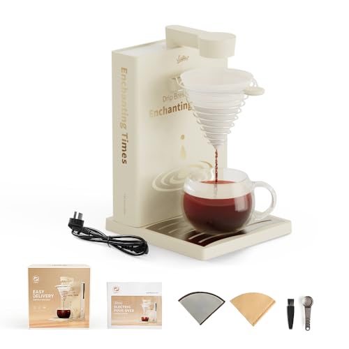 i Cafilas Tragbare Filter Kaffeemaschine,herausnehmbarer Tragbar Kaffeemaschine für Zuhause Reisen Camping | 300ml,400W,Apricot | Elektrische Kaffeemaschine Mini von i Cafilas