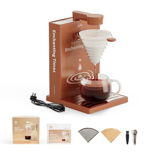 i Cafilas Tragbare Filter Kaffeemaschine,herausnehmbarer Tragbar Kaffeemaschine für Zuhause Reisen Camping | 300ml,400W, Brown | Elektrische Kaffeemaschine Mini (Braun) von i Cafilas