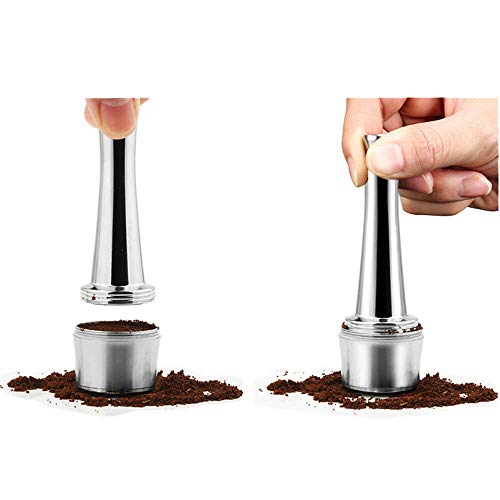 i Cafilas Wiederbefüllbare Lavazza Kaffeekapsel Espresso aus Edelstahl zum Nachfüllen Refill-Kapsel Nachfüllbare Kaffeekapselfüllung für Lavazza Maschinen,Messlöffel+Pinsel (Kaffee-Tamper) von i Cafilas