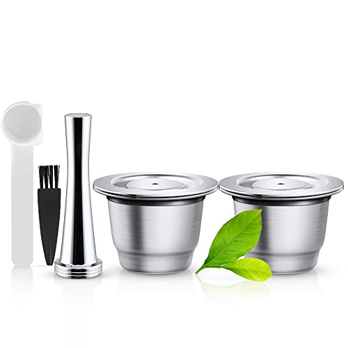 i Cafilas Wiederbefüllbaren Espresso Kaffeekapsel aus Edelstahl zum Nachfüllen - Wiederverwendbare Refill-Kapsel fürn Espresso,kapseln kompatibel mitn Espresso (2 Capsules + 1 Tamper) von i Cafilas