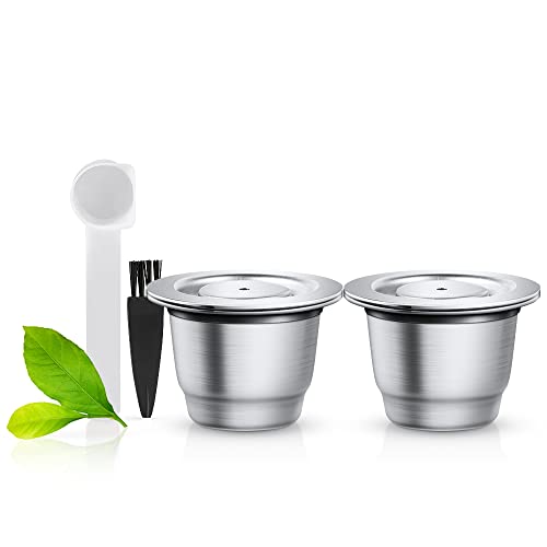 Wiederbefüllbare Nespresso Kaffeekapsel aus Edelstahl zum Nachfüllen - Wiederverwendbare Refill-Kapsel kapseln für Nespresso-Maschinen Espresso 2 Kapseln+2 Ersatz-O-Ringen aus Silikon von i Cafilas
