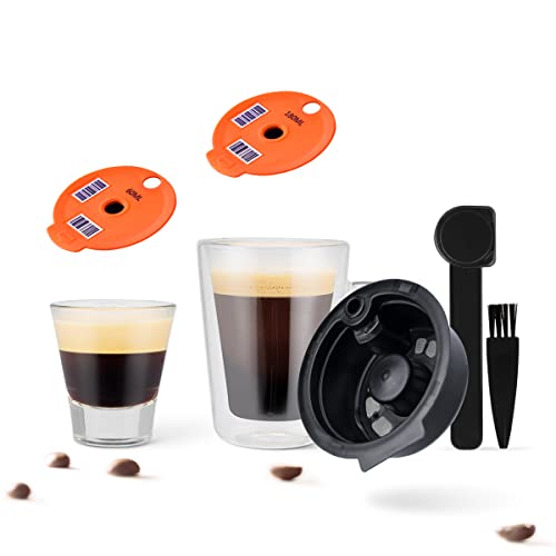 i Cafilas Wiederverwendbare Kaffeekapsel Kaffeefilter für Tassimo Bosch,Nachfüllbare Kaffeekapsel Kompatibel mit Tassimo Bosch, 1 Kaffeekapsel (180ml) + 1 Disc Lid Filter (60ml), Orange von i Cafilas