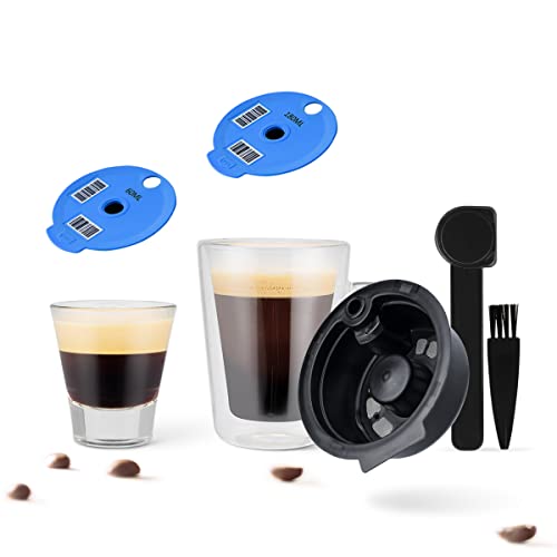i Cafilas Wiederverwendbare Kaffeekapsel Kaffeefilter für Ta-ssimo Bosch,Ta-ssimo Bosch nachfüllbare Kaffeekapsel, 1 Body Kapsel + 2 Disc Lids (60ml + 180ml), Blue von i Cafilas