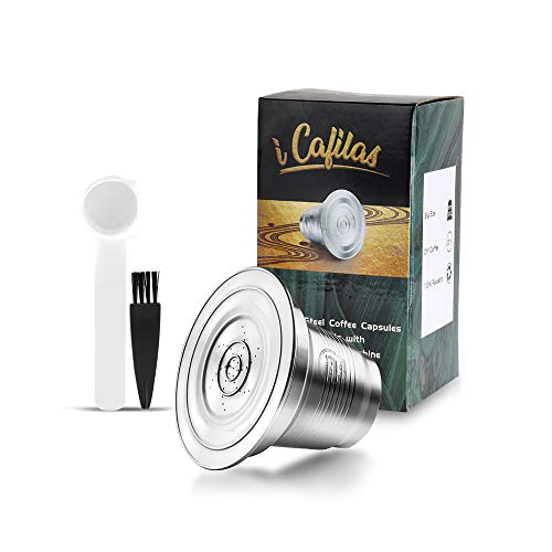 i Cafilas für Wiederbefüllbare L'OR Barista Kaffeekapsel aus Edelstahl zum Nachfüllen - Wiederverwendbare Refill-Kapsel kompatibel mit L'OR Barista,Messlöffel+Pinsel (Big Capsule) von i Cafilas