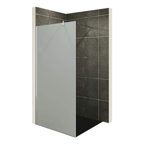 i-flair Duschabtrennung Walk In FIONA 100x200 cm Duschwand Dusche 10mm STARK aus SATINIERTEM NANO ESG Sicherheitsglas mit EDELSTAHL Wandprofil #740 von i-flair