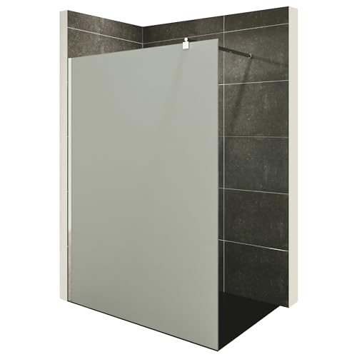 i-flair Duschabtrennung Walk In FIONA 120x200 cm Duschwand Dusche 10mm STARK aus SATINIERTEM NANO ESG Sicherheitsglas mit EDELSTAHL Wandprofil #740 von i-flair