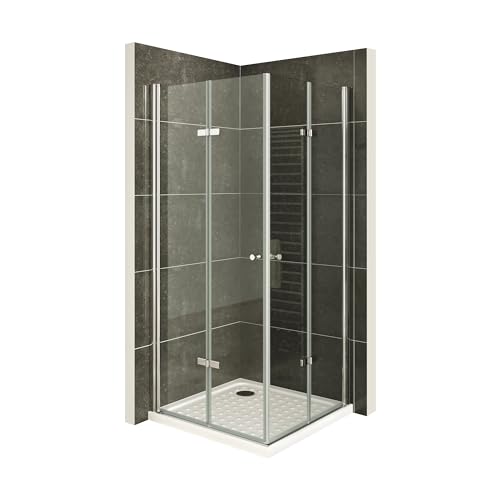 i-flair Duschkabine EMMA mit Falttüren 100x100 cm Höhe: 180cm, Eckduschkabine Falttürkabine aus durchsichtigem 6mm NANO ESG Sicherheitsglas - DK99 von i-flair