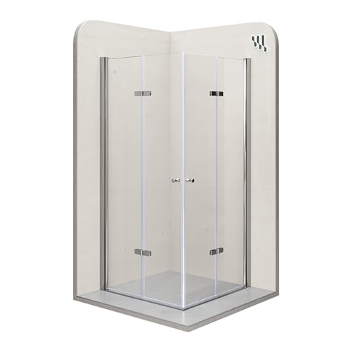 i-flair Duschkabine EMMA mit Falttüren 80x80 cm Höhe: 190cm, Eckduschkabine Falttürkabine aus durchsichtigem 6mm NANO ESG Sicherheitsglas - DK99 von i-flair