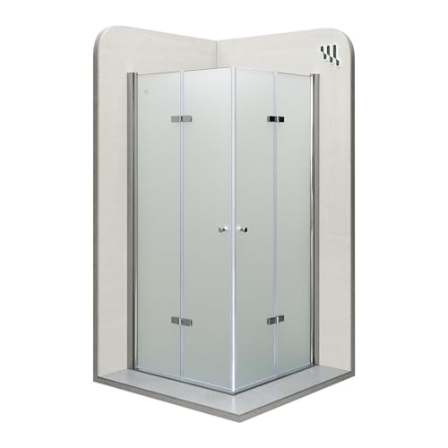 i-flair Duschkabine Emma 95x95 Höhe: 190 cm, Eckkabine mit Falttüren, Falttürkabine aus 6mm satiniertem Nano ESG-Sicherheitsglas - DK99Satiniert von i-flair