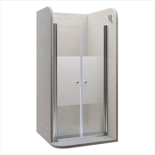 i-flair Duschtür LIMA mit Pendeltüren, Verstellbereich von 92-96 cm Höhe: 195 cm Nischentür Duschabtrennung aus teilsatiniertem 6mm NANO ESG Sicherheitsglas - DTMF 195 von i-flair