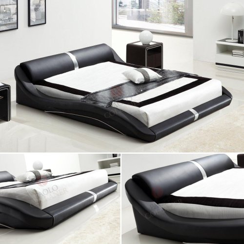 i-flair Designer Bett Polsterbett Paola 200cm x 200cm aus hochwertigem Kunstleder Schwarz #58 von i-flair