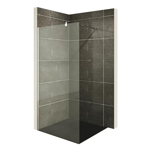 i-flair Duschabtrennung Walk In FIONA 70x200 cm Duschwand Dusche 10mm STARK aus DURCHSICHTIGEM NANO ESG Sicherheitsglas mit Edelstahl Wandprofilen #740 (Klares Glas) von i-flair