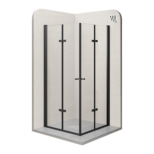 i-flair Duschkabine Emma 100x120 Höhe: 190 cm, Eckkabine mit Falttüren in Schwarz, Falttürkabine aus 6mm durchsichtigem Nano ESG-Sicherheitsglas - LINKS und RECHTS MONTIERBAR! ALLE GRÖSSEN DK99B von i-flair