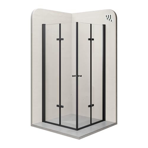 i-flair Duschkabine Emma 70x85 Höhe: 180 cm, Eckkabine mit Falttüren in Schwarz, Falttürkabine aus 6mm durchsichtigem Nano ESG-Sicherheitsglas - LINKS und RECHTS MONTIERBAR! ALLE GRÖSSEN DK99B von i-flair