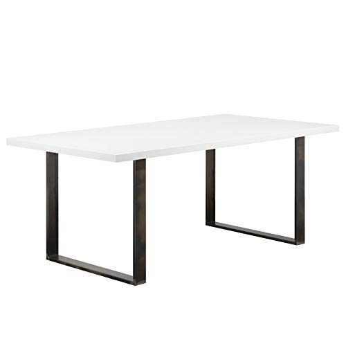 i-flair Esszimmertisch Macon 160x90 cm Kufentisch Holztisch Esstisch Kufengestell Tisch mit Tischplatte und Kufen - alle Größen und Farben (Weiß + Industrial) von i-flair