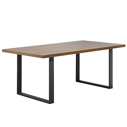 i-flair Esszimmertisch Macon 200x100 cm Kufentisch Holztisch Esstisch Kufengestell Tisch mit Tischplatte und Kufen - Nussbaum + Schwarz von i-flair