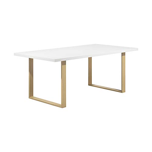i-flair Esszimmertisch Macon 180x100 cm Kufentisch Holztisch Esstisch Kufengestell Tisch mit Tischplatte und Kufen - Weiß + Eiche von i-flair