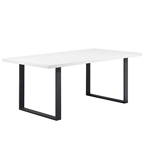 i-flair Esszimmertisch Macon Kufentisch Holztisch Esstisch Kufengestell Tisch mit Tischplatte und Kufen - alle Größen und Farben (200x100 cm, Weiß + Schwarz) von i-flair