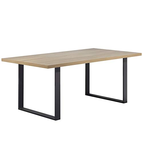 i-flair Esszimmertisch Macon 220x100 cm Kufentisch Holztisch Esstisch Kufengestell Tisch mit Tischplatte und Kufen - Eiche + Schwarz von i-flair