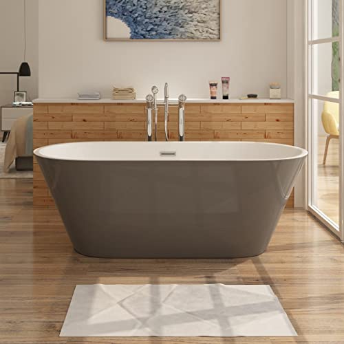 i-flair Freistehende Design Badewanne LUGANO - aus Acryl in 150x75 cm, Farbe Grau-Weiß von i-flair