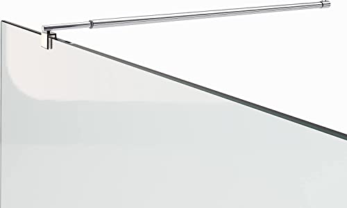 i-flair Haltestange für 6/8/10 mm Walk In Duschwände mit drehbarem 360° Gelenk - Stabilisator schwarz matt mit Verstellbereich 80-123 cm für Glasduschen 20BM von i-flair