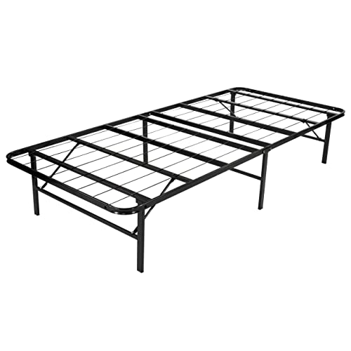 i-flair® 90x200x35,5 cm Klappbares Plattform Bettgestell Faltbett, kein Werkzeug für Montage erforderlich, Saugroboter und Unterbettbewahrung Freundlich, SCHWARZ von i-flair